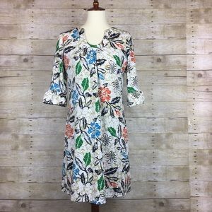 Aryeh Floral Print Bell Sleeve Dress Size Medium
